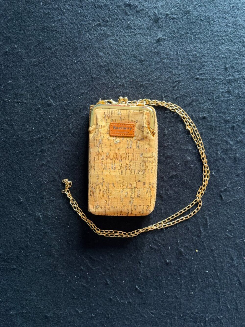 *Like New* Baellerry Cork Crossbody Phone Purse w/Gold-Tone Chain Strap